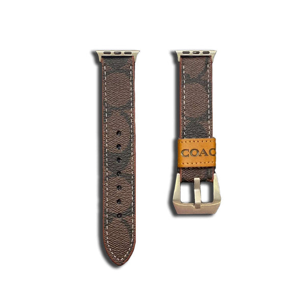 Leather Coach Apple Watch Band Dark brown-YHK244221710