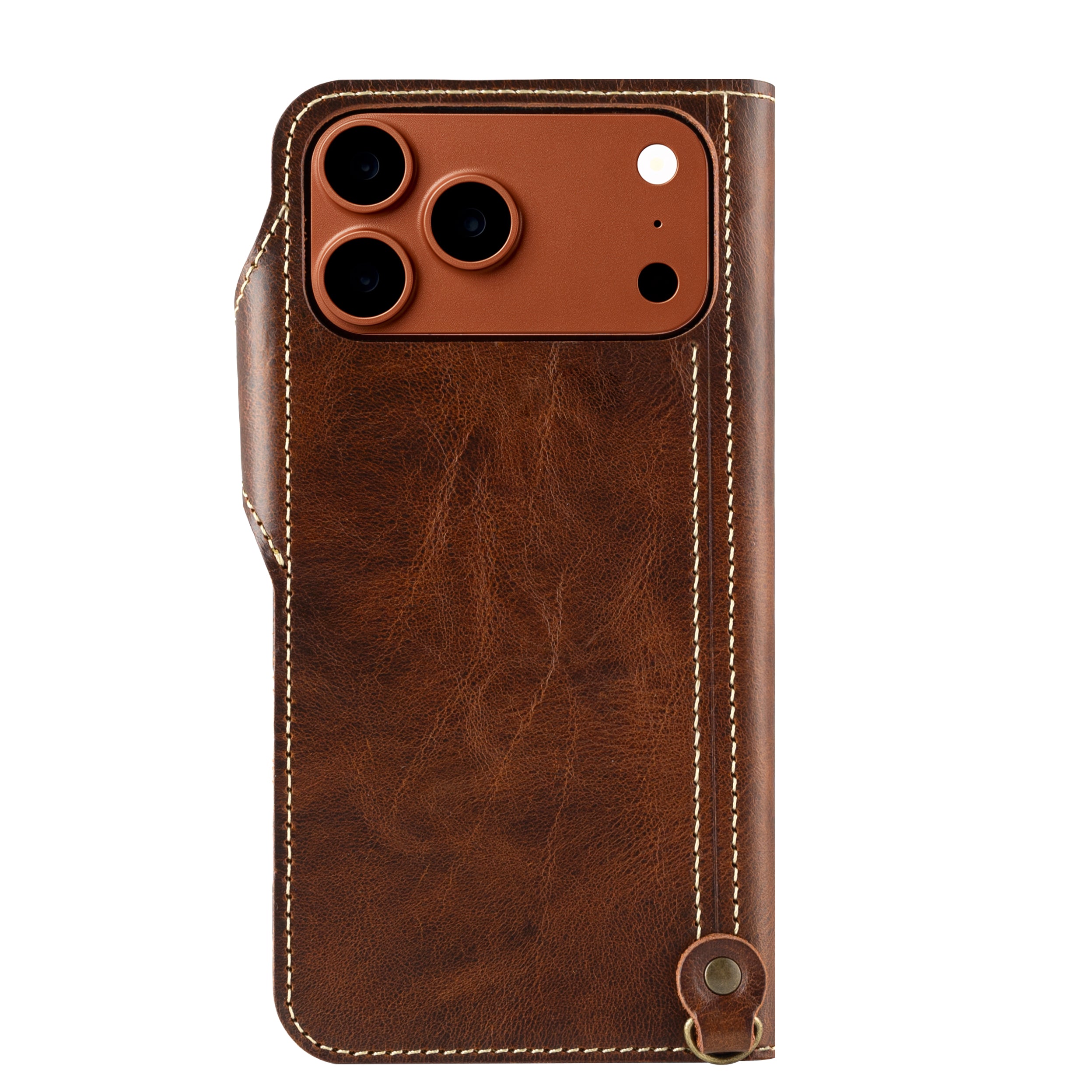 Funda con tapa de cuero genuino para iPhone