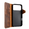 Funda con tapa de cuero genuino para iPhone