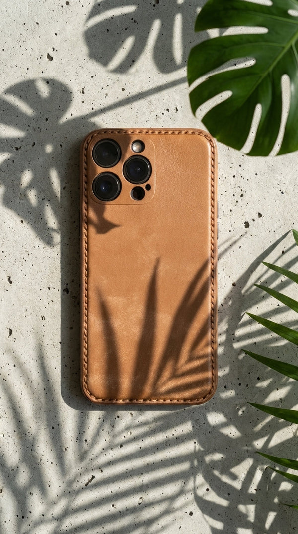 Capa unibody de couro de flor integral para iPhone – A arte do artesanato em couro puro