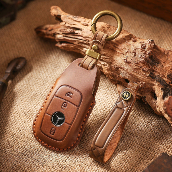 Estuche para llaves Mercedes de cuero de primera calidad