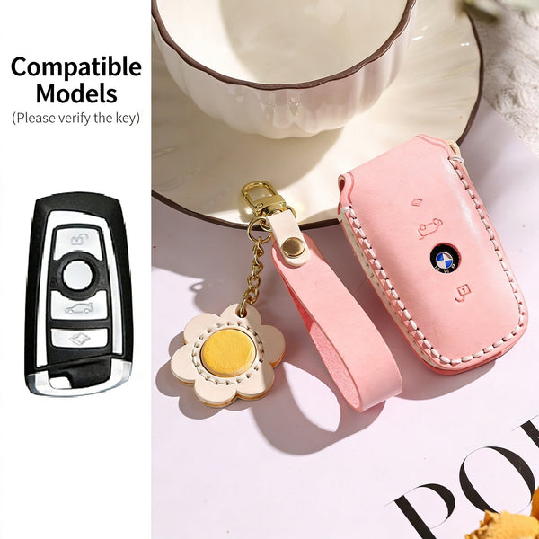 Funda para llaves de cuero auténtico hecha a mano para BMW