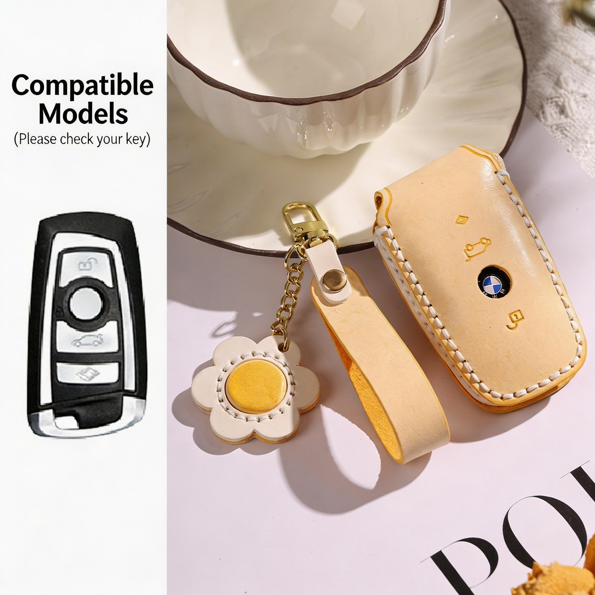Funda para llaves de cuero auténtico hecha a mano para BMW