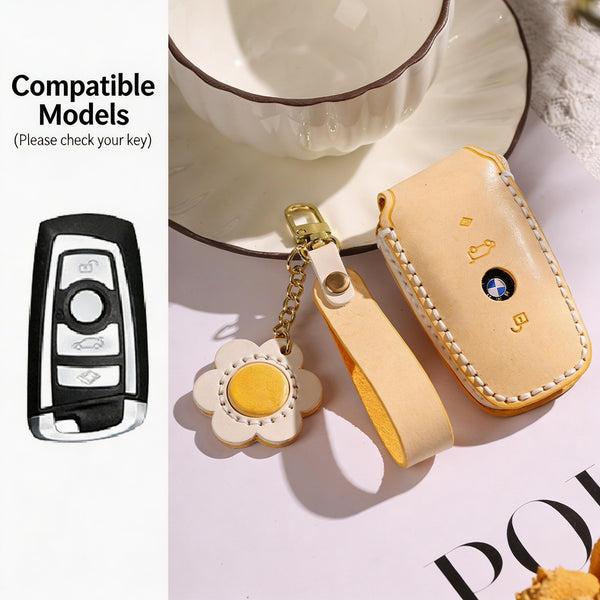 Funda para llaves de cuero auténtico hecha a mano para BMW