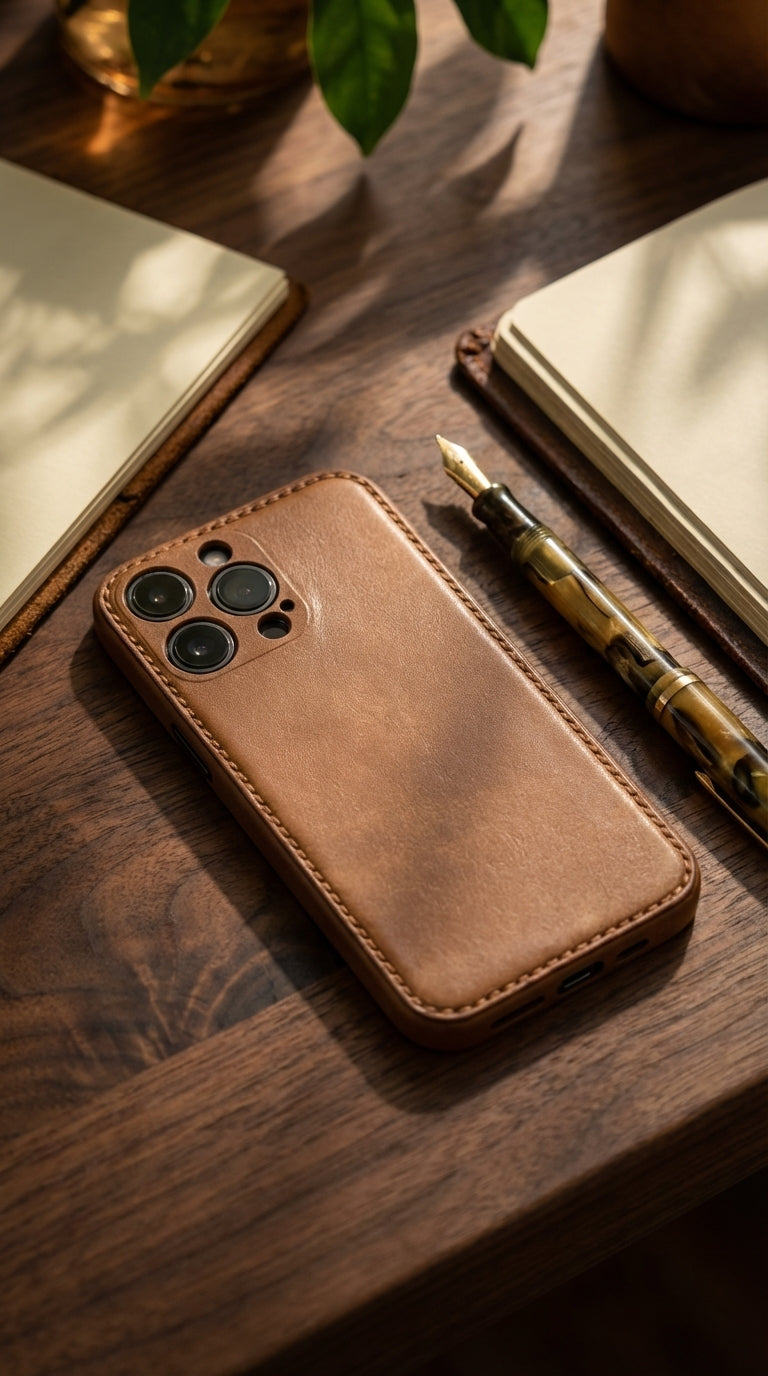Capa unibody de couro de flor integral para iPhone – A arte do artesanato em couro puro
