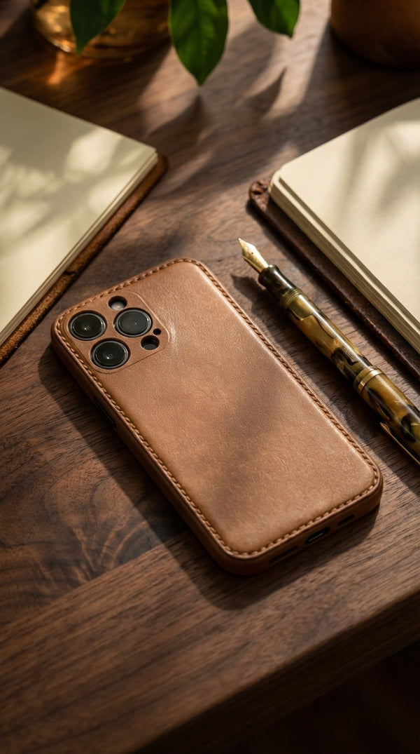 Capa unibody de couro de flor integral para iPhone – A arte do artesanato em couro puro
