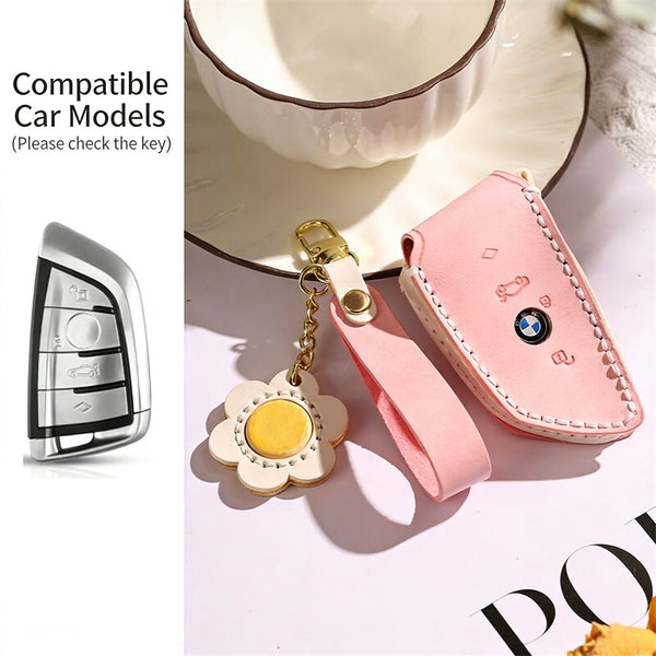 Funda para llaves de cuero auténtico hecha a mano para BMW
