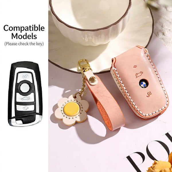 Funda para llaves de cuero auténtico hecha a mano para BMW