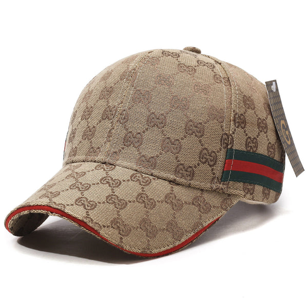 Patterned Canvas Baseball Cap with Striped Accent