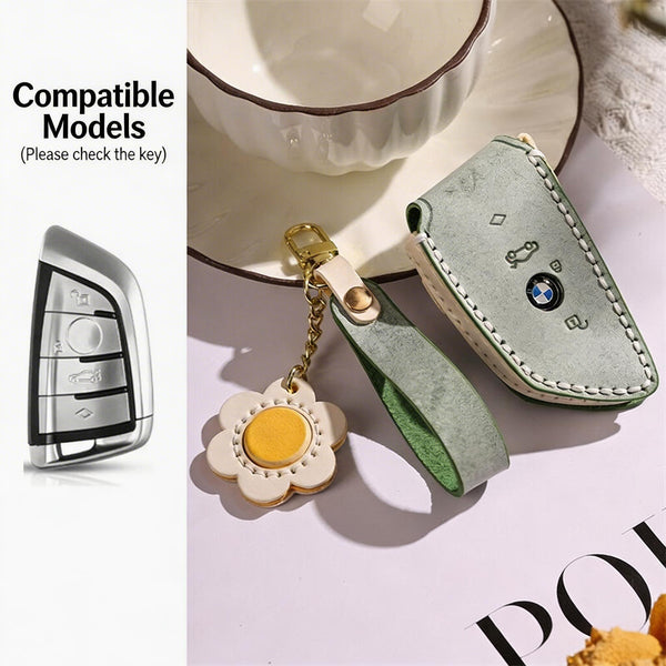 Funda para llaves de cuero auténtico hecha a mano para BMW