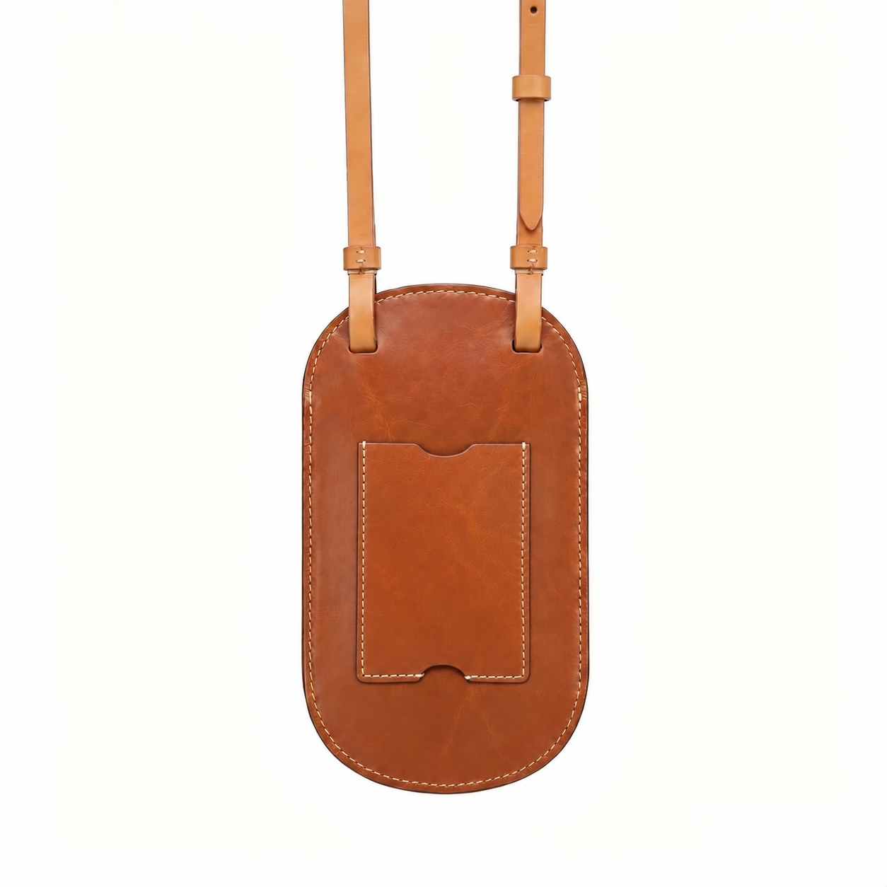 Mála fón leathair lámhdhéanta le strap ghualainn
