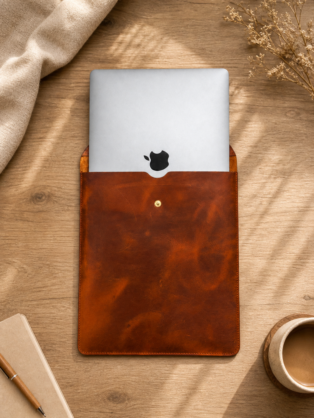 Ręcznie wykonany skórzany pokrowiec na MacBooka