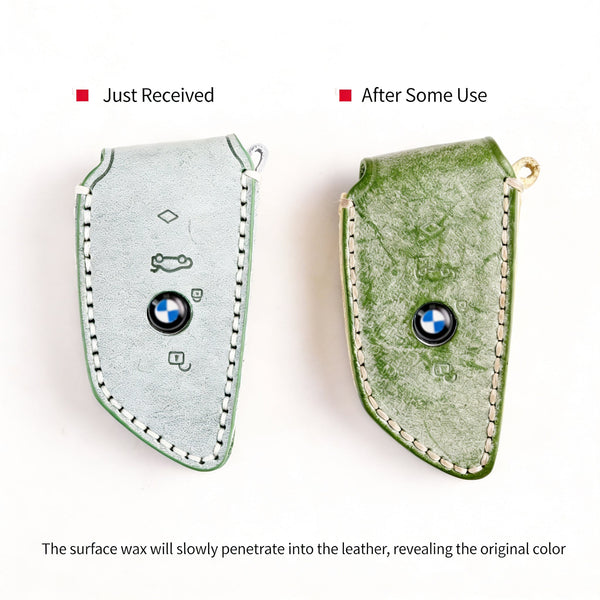 Funda para llaves de cuero auténtico hecha a mano para BMW