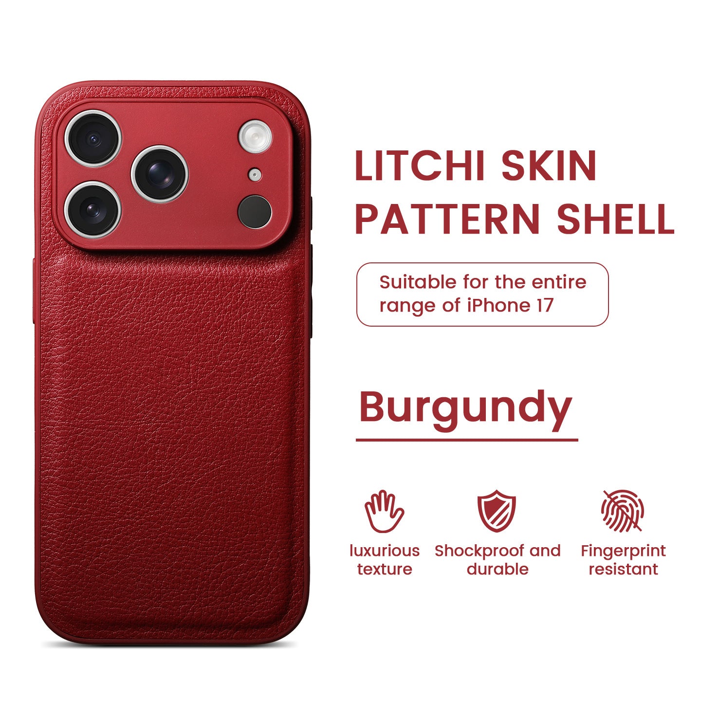 Premium Litchi Skin Pattern Leather Case for iPhone