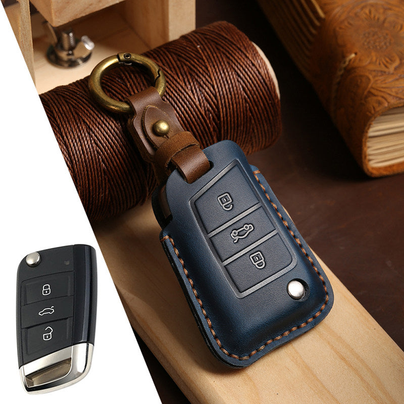 Estuche para llaves Volkswagen de cuero de primera calidad