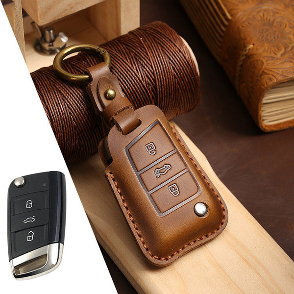 Estuche para llaves Volkswagen de cuero de primera calidad