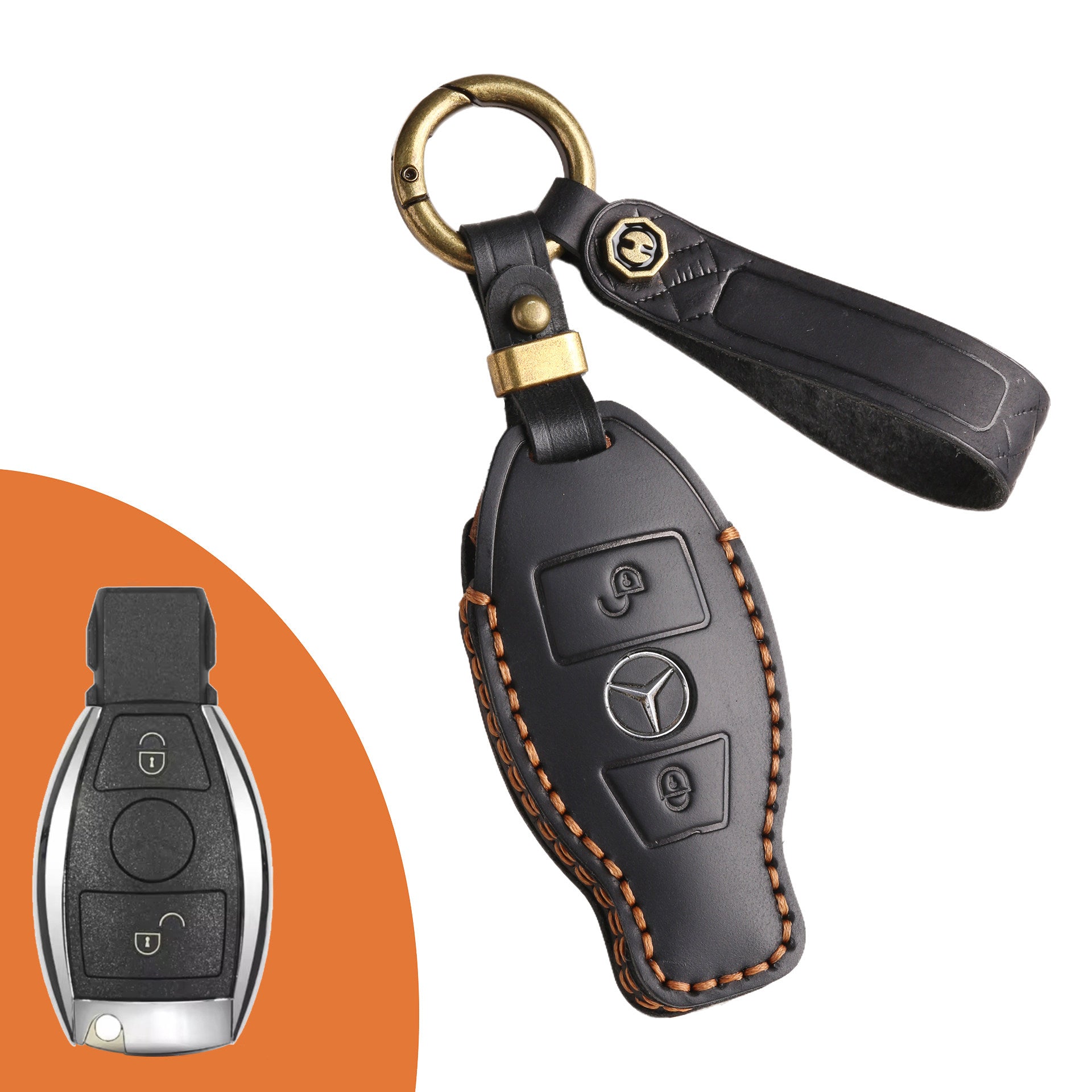 Estuche para llaves Mercedes de cuero de primera calidad