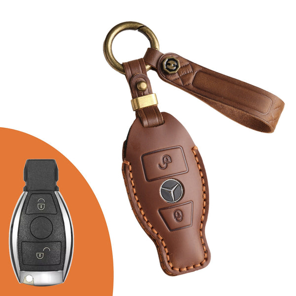 Estuche para llaves Mercedes de cuero de primera calidad