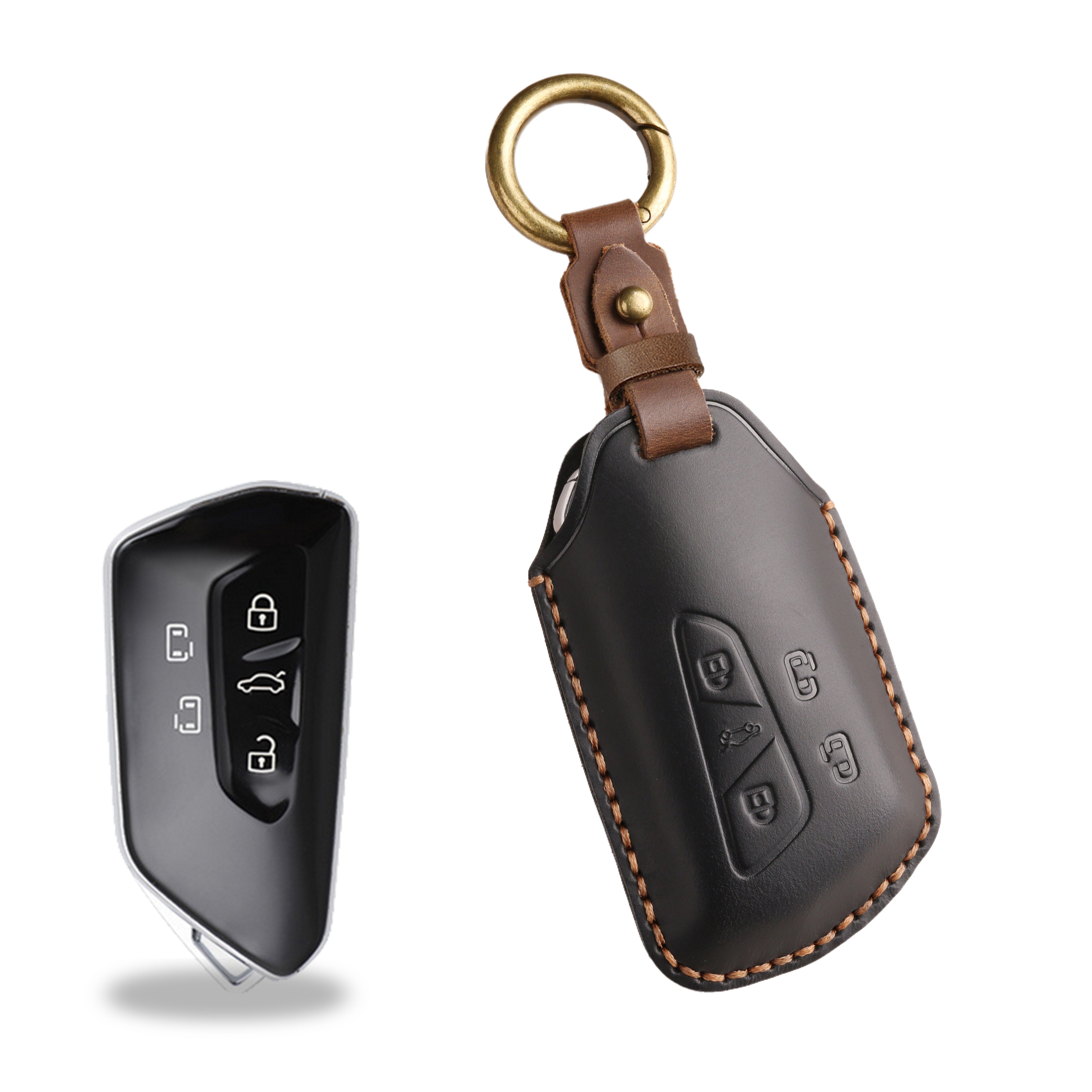 Estuche para llaves Volkswagen de cuero de primera calidad