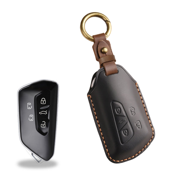 Estuche para llaves Volkswagen de cuero de primera calidad