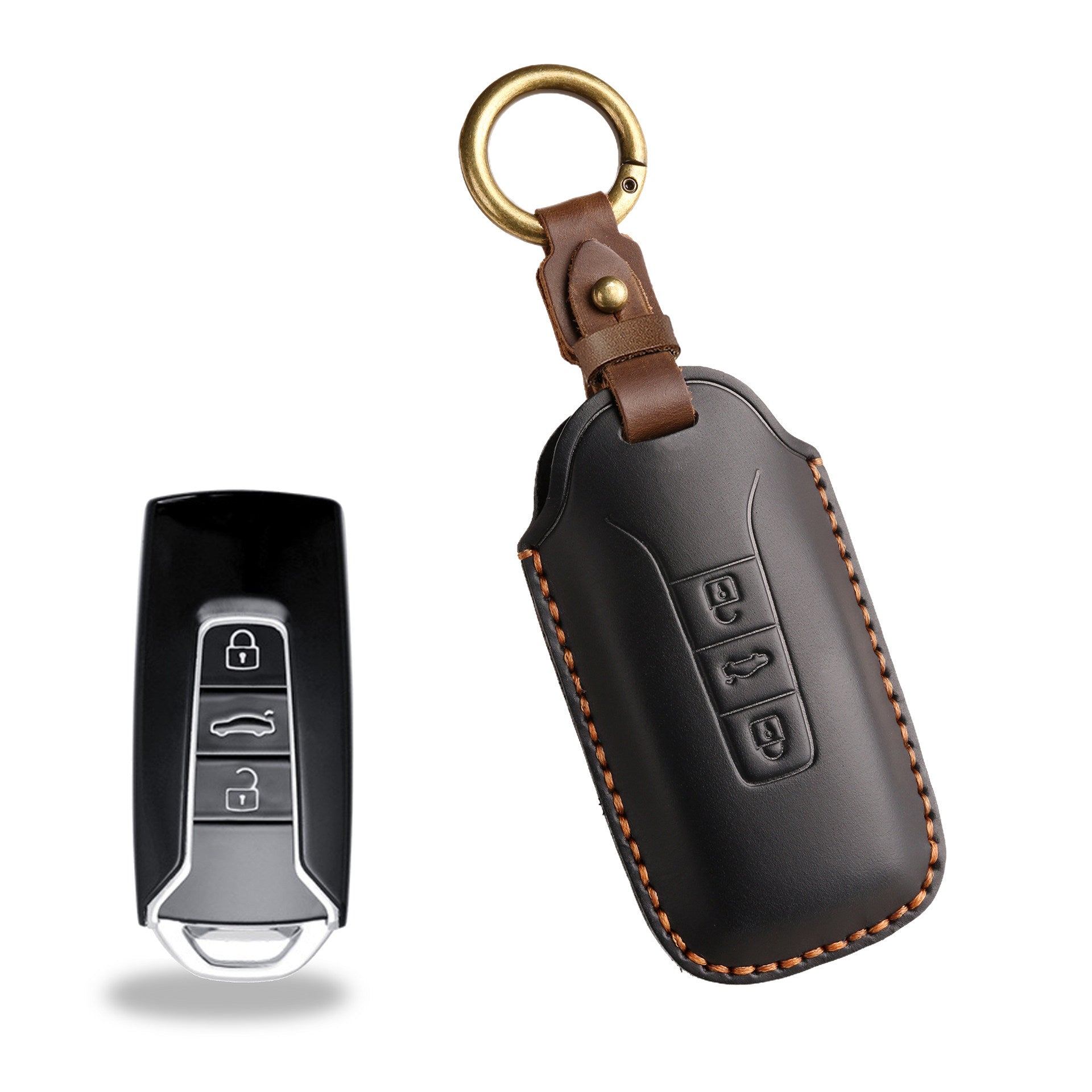 Estuche para llaves Volkswagen de cuero de primera calidad