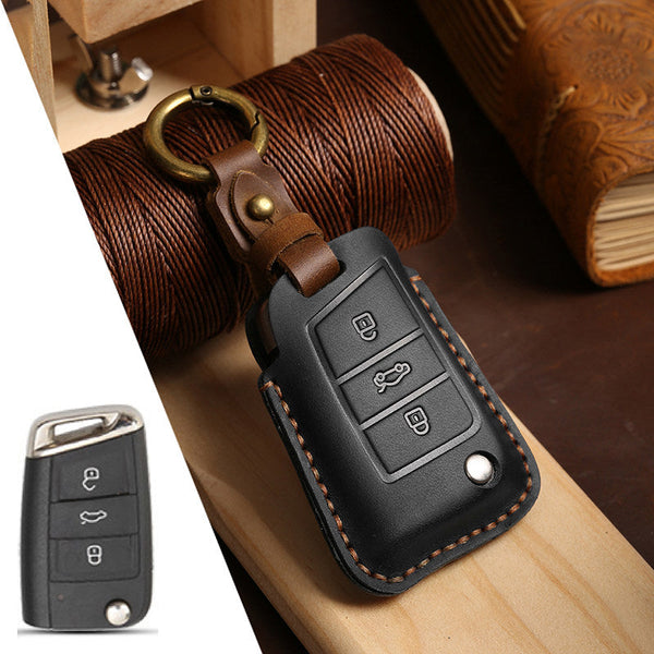 Estuche para llaves Volkswagen de cuero de primera calidad