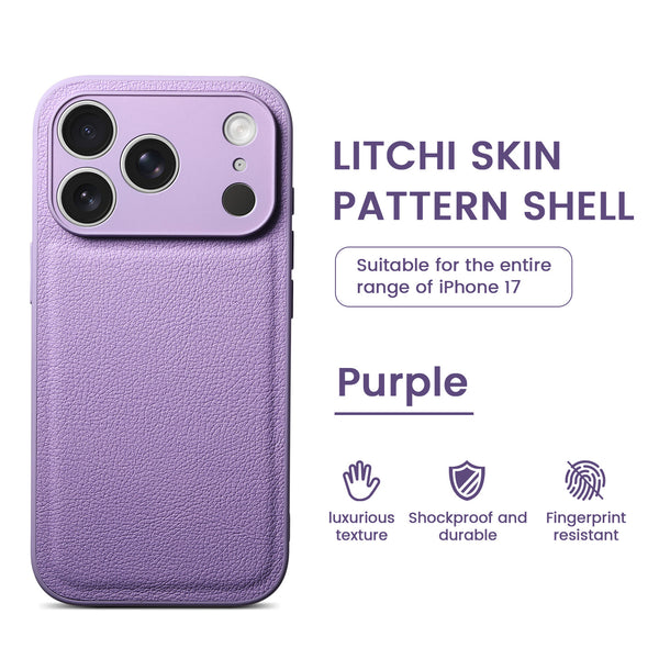 Premium Litchi Skin Pattern Leather Case for iPhone
