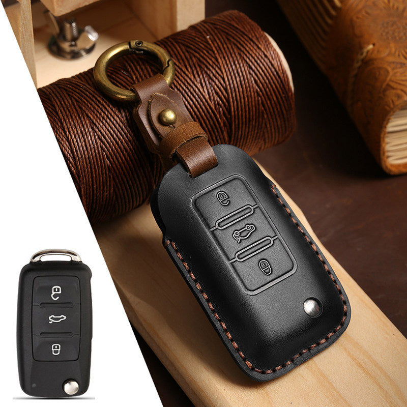 Estuche para llaves Volkswagen de cuero de primera calidad
