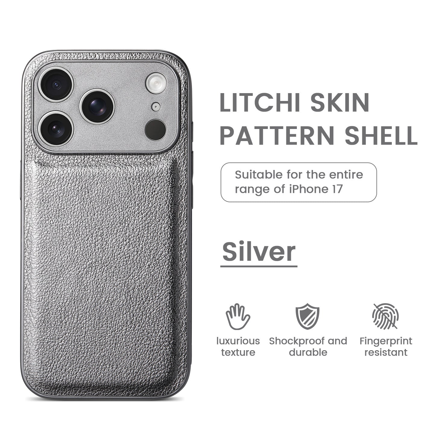 Premium Litchi Skin Pattern Leather Case for iPhone