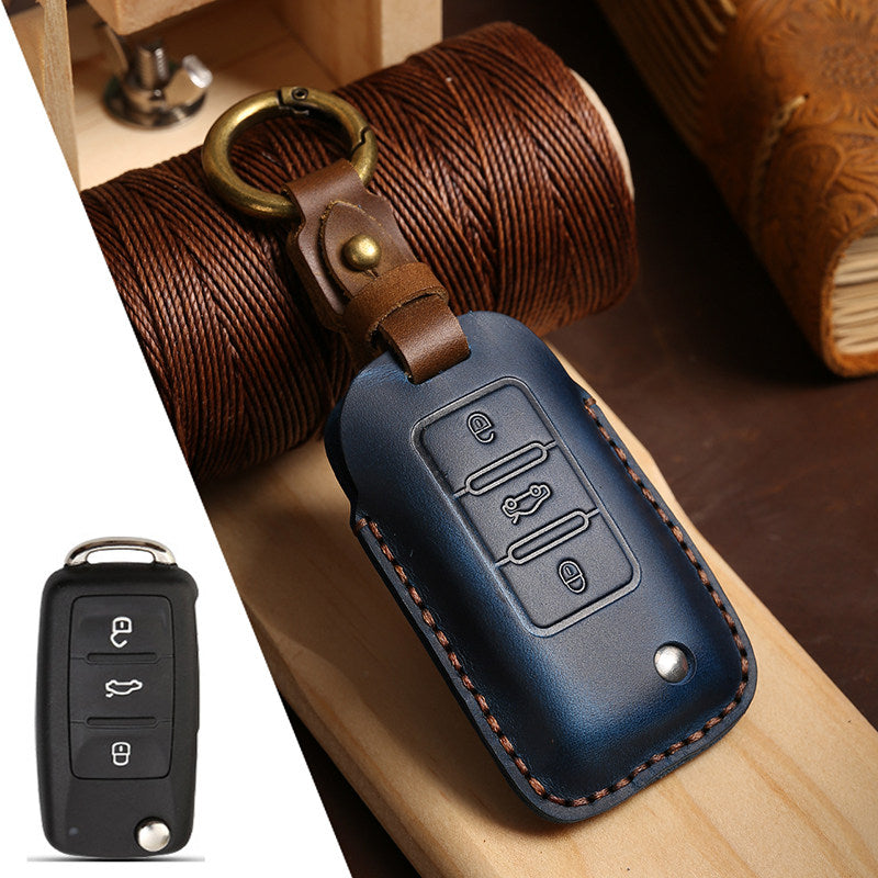 Estuche para llaves Volkswagen de cuero de primera calidad