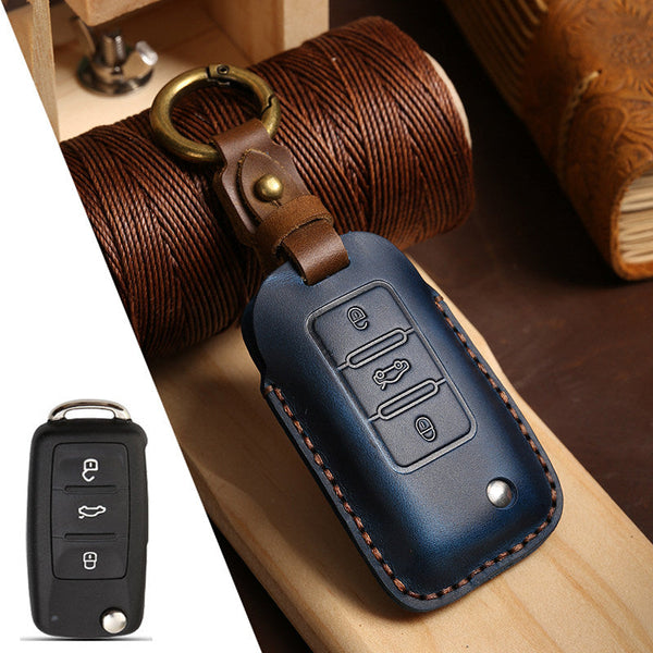 Estuche para llaves Volkswagen de cuero de primera calidad